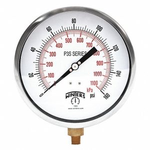 WASHER SOLUTIONS WS11374 Pressure Gauge 0-160, Bottom - 11374