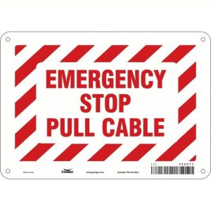 WASHER SOLUTIONS WS11873 Nameplate - EMERGENCY STOP PULL CABLE 7L x10H - 11873