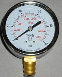 STERIS P117959-340 Water Pressure Gauge 1/4, Bottom Mounted - 8408